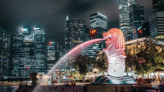 Merlion bei Nacht