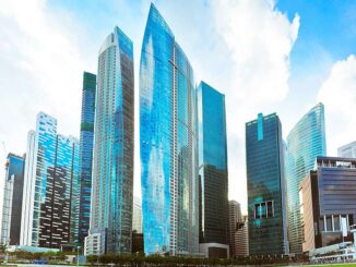 Singapur Skyline mit Wolkenkratzer